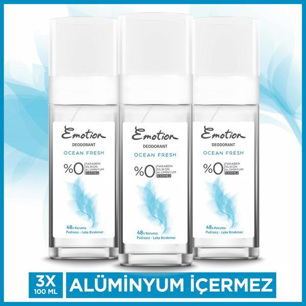 Emotion Ocean Fresh Pump Sprey Kadın Deodorant 3x100 Ml - Image 1