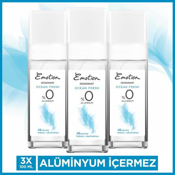 Emotion Ocean Fresh Pump Sprey Kadın Deodorant 3x100 Ml - Image 1