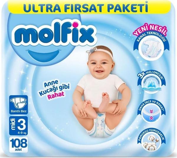 Molfix Ultra Fırsat Paketi Midi 3 Numara 108 Adet (4-9kg) MUF3108 - Image 1
