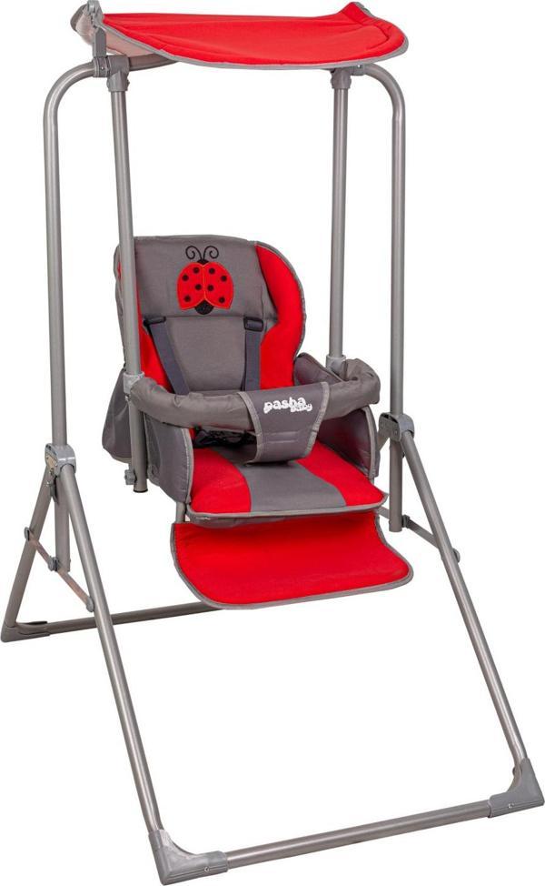 Paşa Pasha Baby Lüks Salıncak Gri - Kırmızı - Image 1