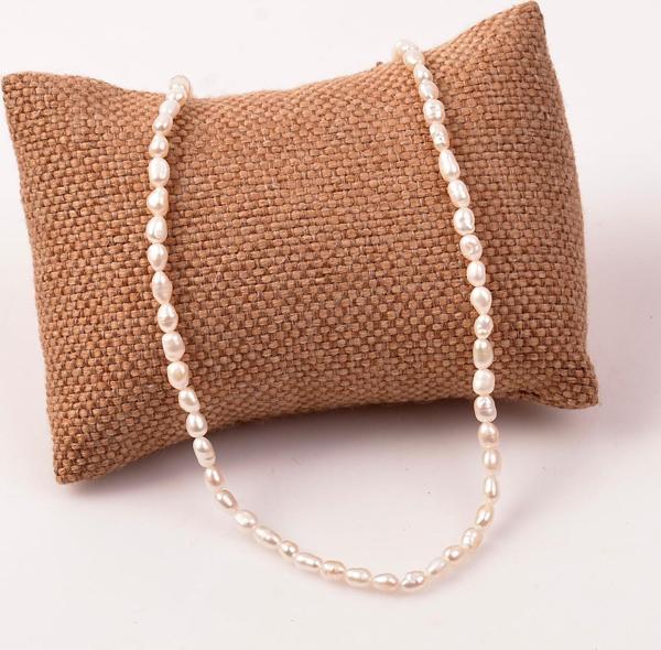 Taş Sandığı Arpa Kesim İnci Kolye - 4*6 mm - Image 1