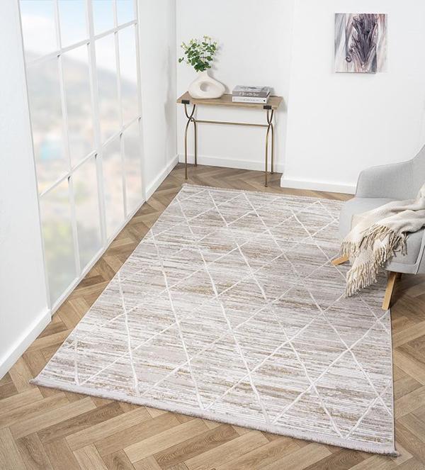 Loya Koleksiyonu Tozu Yok Dekoratif Halı LY004B Vizon - Image 1