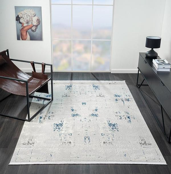 Quatro Koleksiyonu Pamuk Atkı Tabanlı Dokuma Halı QU007A - Image 1