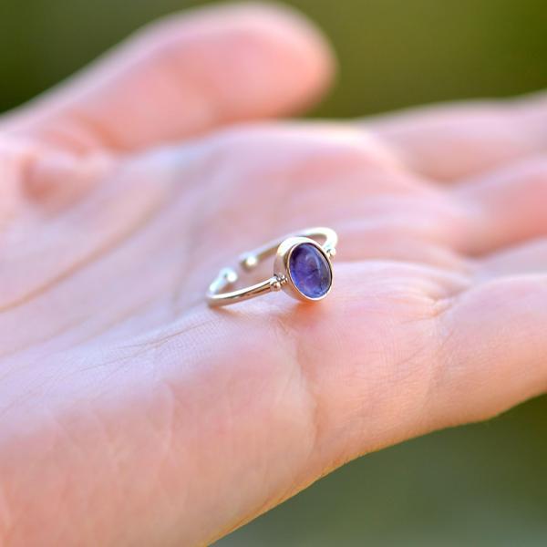 Taş Sandığı İyolit Taşı Gümüş Yüzük - Ayarlamalı - Image 1