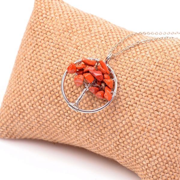Taş Sandığı Jasper Taşı Hayat Ağacı Kolye - Image 1