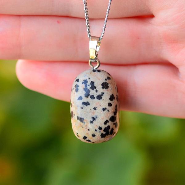 Taş Sandığı Jasper Taşı Şekilsiz Kolye - Dalmaçyalı Jasper - Image 1