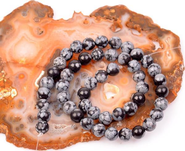 Taş Sandığı Kar Tanesi Obsidyen Taşı Dizi (8 mm) - Image 1