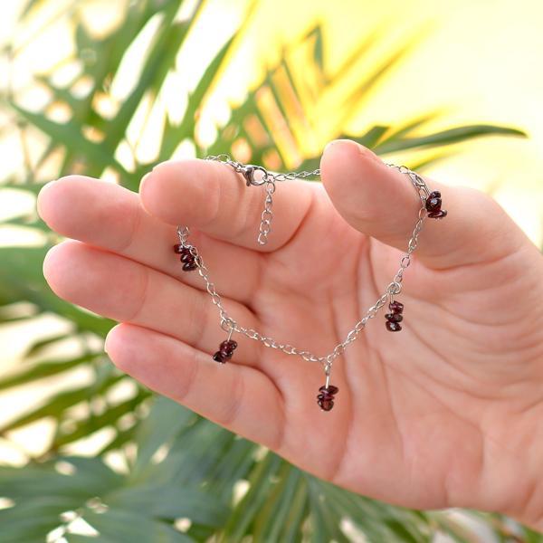 Taş Sandığı Lal Taşı Bileklik - Kararmz Zincirli ( Garnet Taşı ) - Image 1