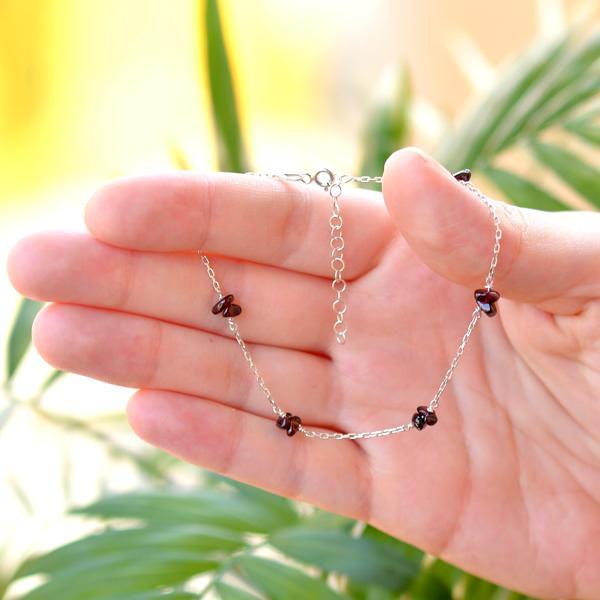 Taş Sandığı Lal Taşı Gümüş Halhal - Garnet Taşı - Image 1