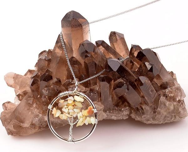 Taş Sandığı Opal Taşı Hayat Ağacı Kolye - Etiyopya Opali - Image 1