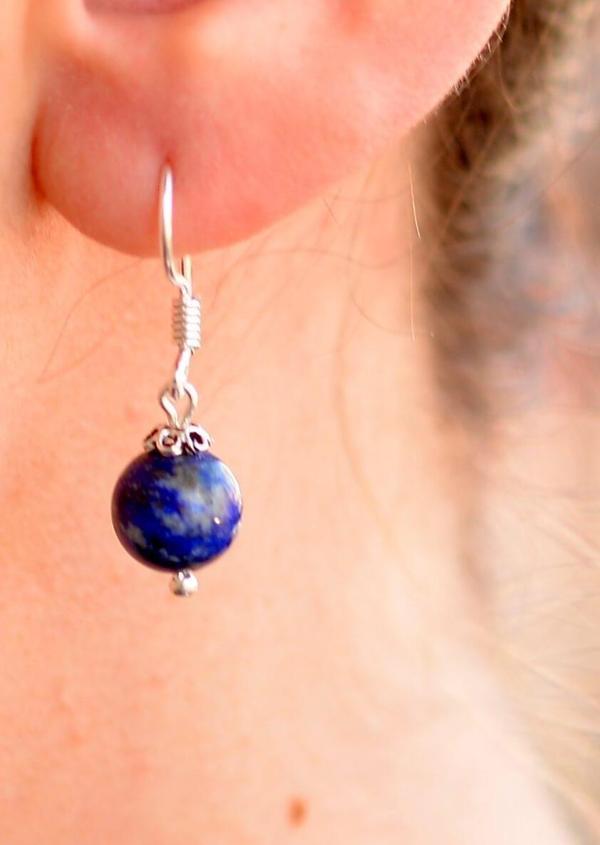 Taş Sandığı Lapis Lazuli Taşı Gümüş Küpe - Image 1