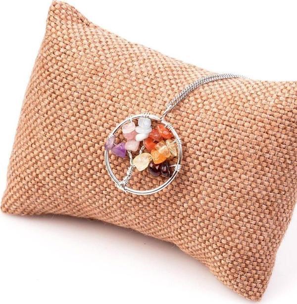 Taş Sandığı Koç Burcu Taşlarından Kolye - Kararmaz Zincirli - Image 1