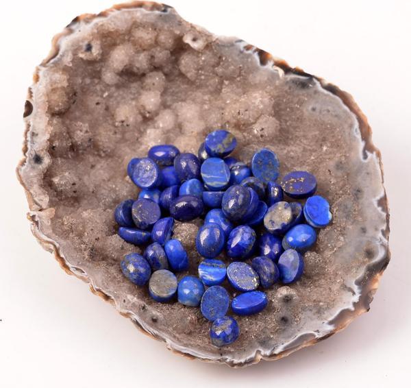 Taş Sandığı Lapis Lazuli Taşı Kabaşon - 6*8 mm Yüzük ve Kolye Taşı - Image 1