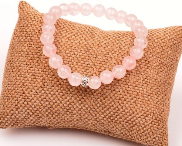 Taş Sandığı Pembe Kuvars Taşı Bileklik (8 mm) - Image 1