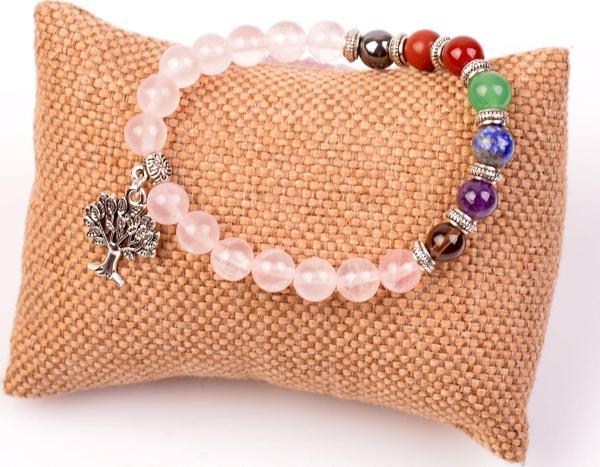 Taş Sandığı Pembe Kuvars Taşı Çakra Bileklik - 8 mm - Image 1