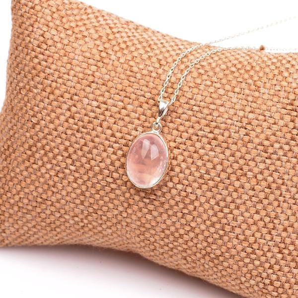 Taş Sandığı Pembe Kuvars Taşı Gümüş Kolye - Image 1
