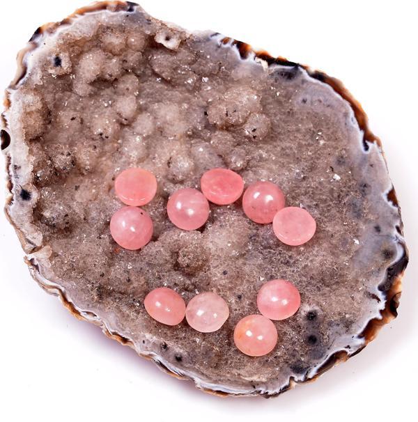 Taş Sandığı Pembe Kuvars Taşı Kabaşon - 10 mm Yüzük ve Kolye Taşı - Image 1