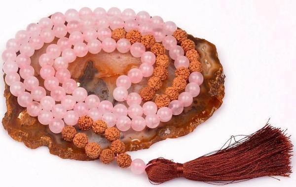 Taş Sandığı Pembe Kuvars Taşı Mala Tesbih - 108 Habbeli - Image 1