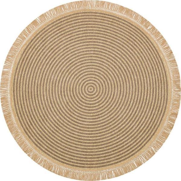 Eko Brooklyn Hasır Görünümlü Kaymaz Dokuma Modern Yuvarlak Kilim BRK07 Gri - Image 1
