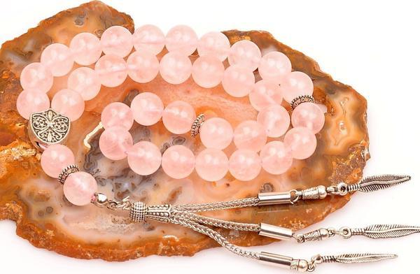 Taş Sandığı Pembe Kuvars Taşı Tesbih (10 mm) - Image 1