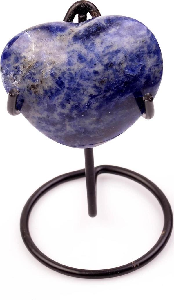 Taş Sandığı Sodalit Taşı Kalp Kütle - Metal Standlı - Image 1
