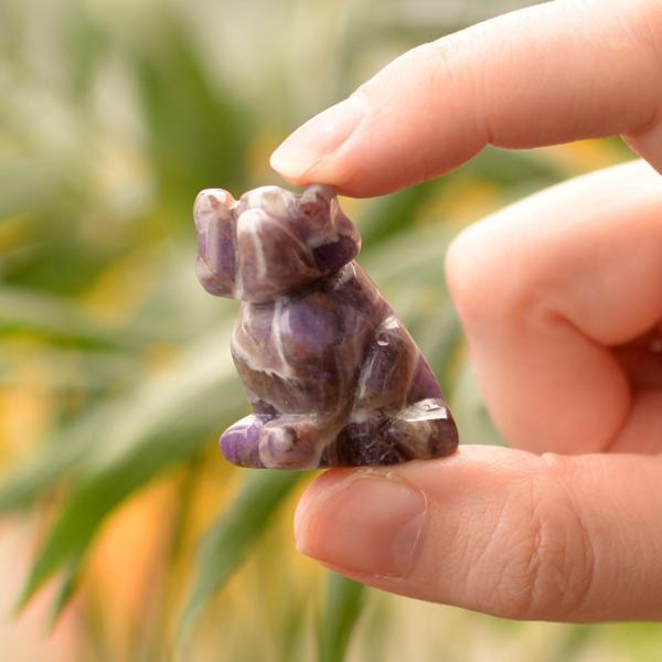Taş Sandığı Ametist Taşı Köpek Figürü -  4 cm - Image 1