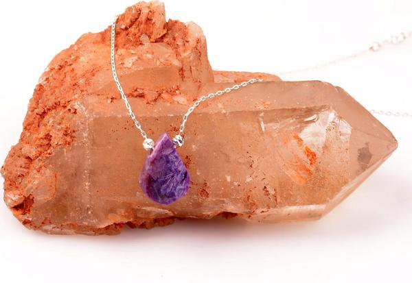 Taş Sandığı Çeroit Taşı Gümüş Zincirli Kolye - Image 1