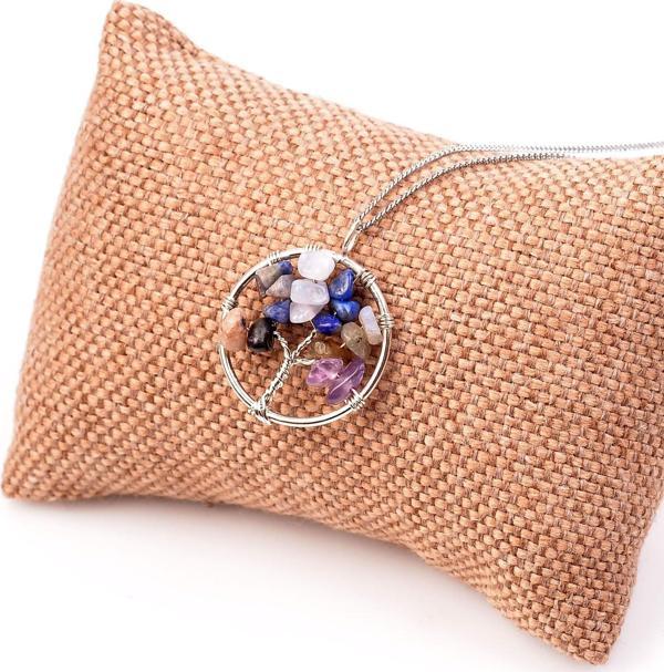 Taş Sandığı Yay Burcu Taşlarından Kolye - Kararmaz Zincirli - Image 1