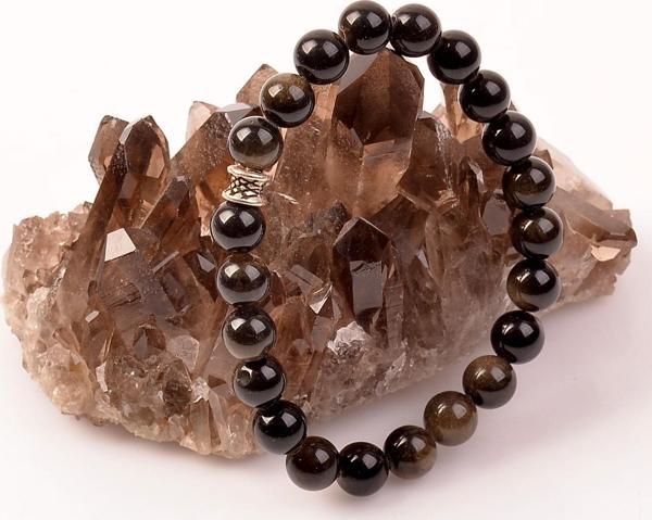 Taş Sandığı Obsidyen Taşı Bileklik - 8 mm Rainbow Obsidyen - Image 1