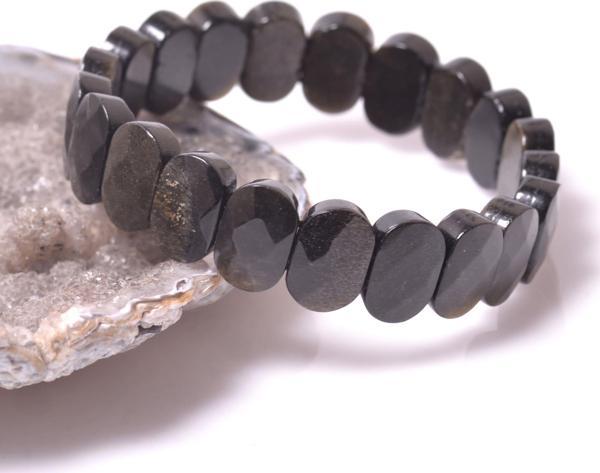 Taş Sandığı Obsidyen Taşı Bileklik - Fasetli - Image 1