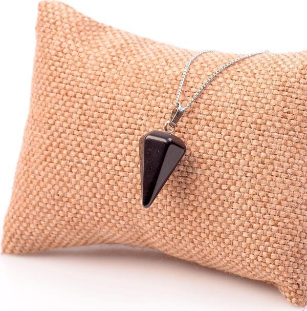 Taş Sandığı Obsidyen Taşı Kolye - Koni Şeklinde - Image 1
