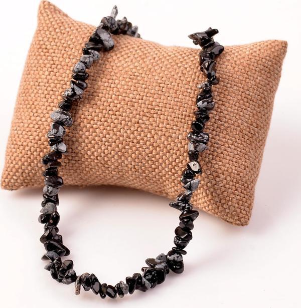 Taş Sandığı Obsidyen Taşı Şekilsiz Kolye - Kar Tanesi Obsidyen - Image 1