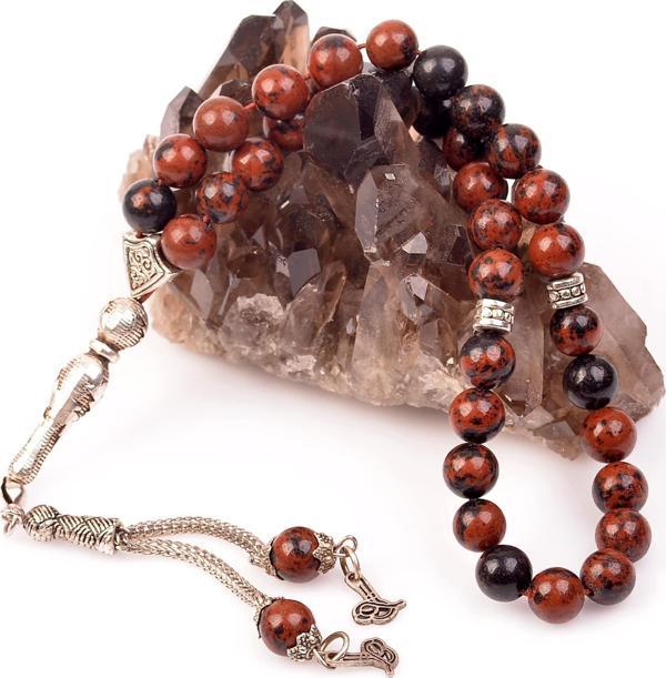 Taş Sandığı Obsidyen Taşı Tesbih - 8 mm Mahogany Obsidyen - Image 1