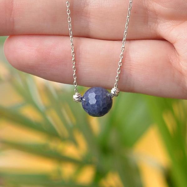 Taş Sandığı Safir Taşı Gümüş Kolye - Image 1