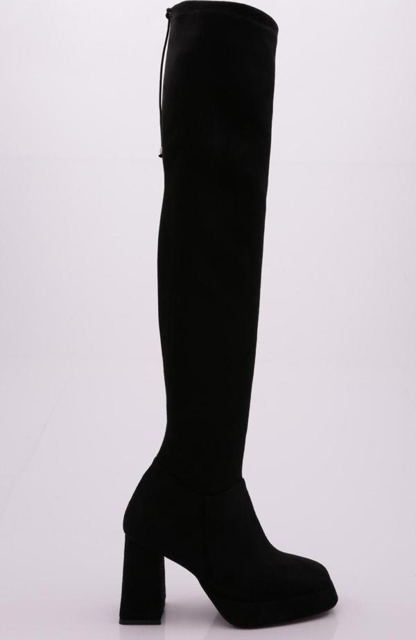 Dgn 1900 Kadin Strech Detayli  Fermuarli Knee High Topuklu Çizme - Image 1