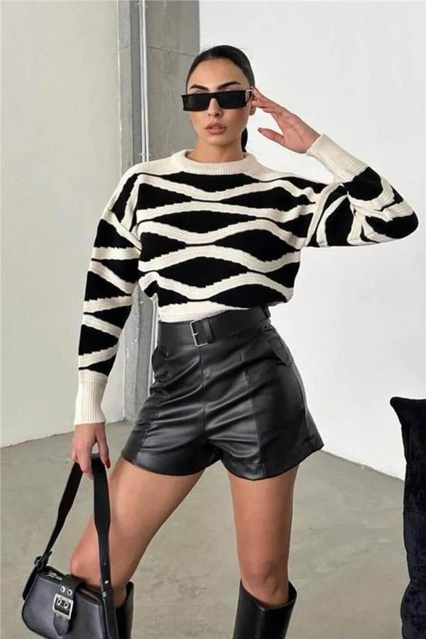 Fashion Friends 24K0273K1 Kadın Desenli Kazak - Image 1