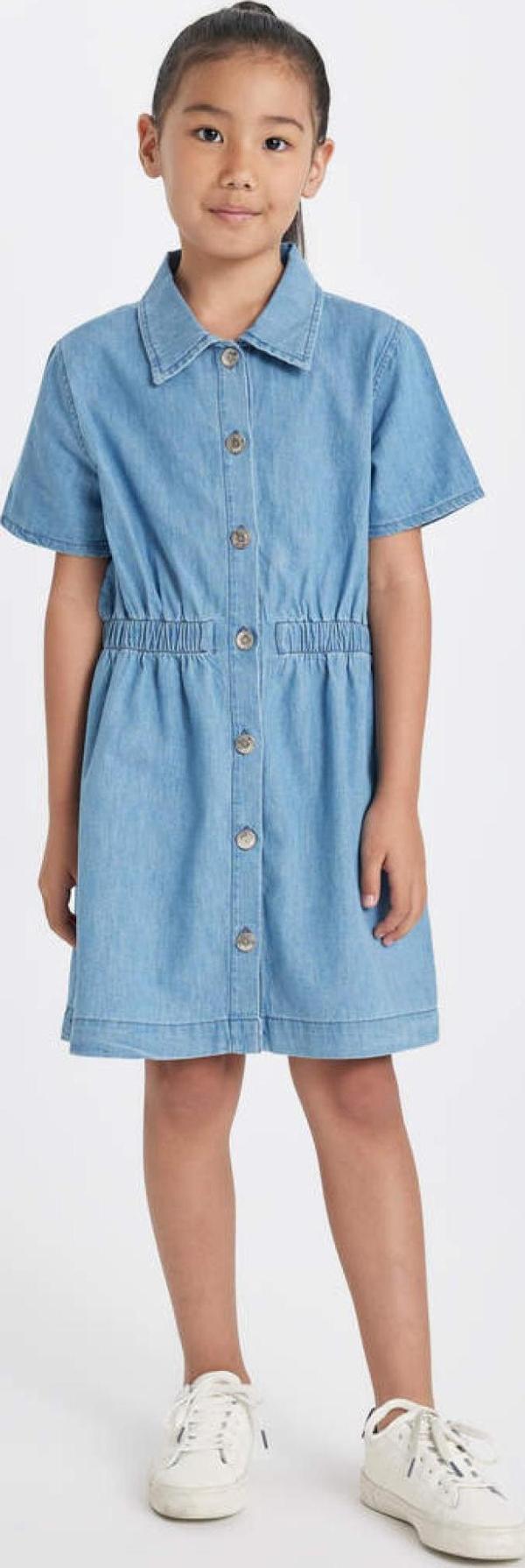 Defacto Kız Çocuk Kısa Kollu Jean Elbise D3369A8 - Image 1