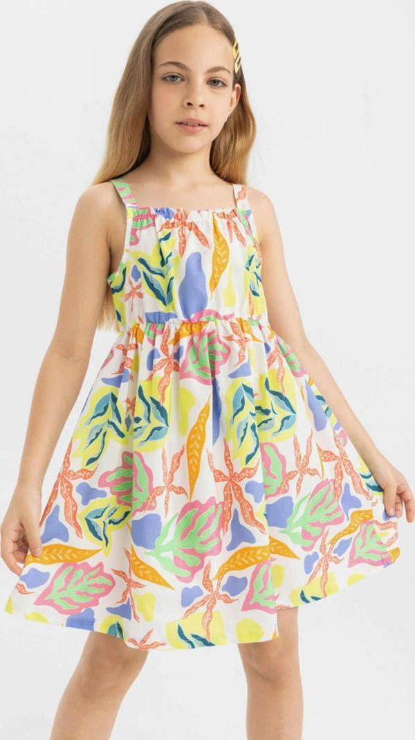 Defacto Kız Çocuk Desenli Kolsuz Poplin Elbise C5430A8 - Image 1