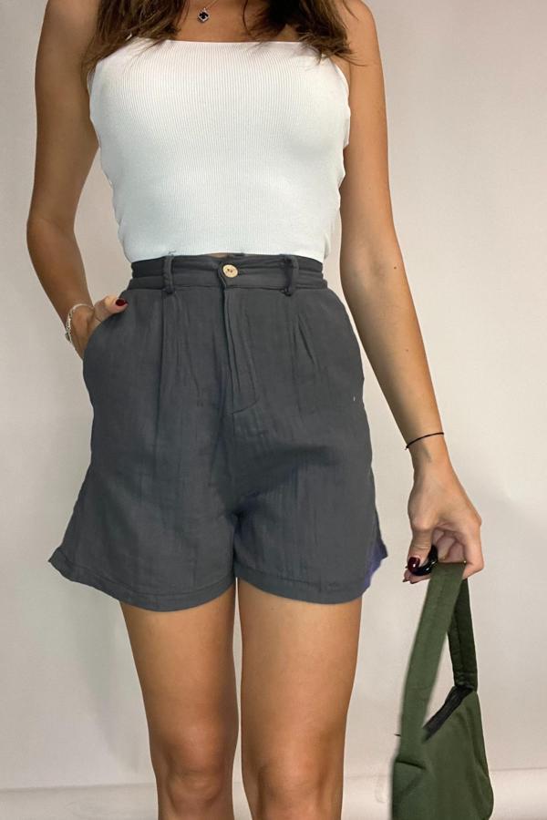 Hadise D9237 Kadın Önü Pileli Cepli Şort - Image 1