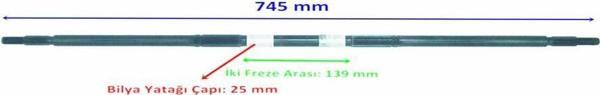 Atv Yuki Şimşek Aks 745 Mm Bilya Yatağı 25 Mm Sekman Kanallı 19 Freze Öm - Image 1