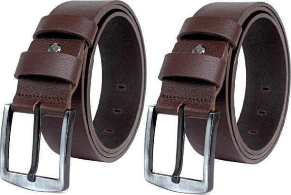 Livize Kahverengi 2'Li %100 Manda Derisi Erkek Kot Kemeri 4,5Cm - Image 1