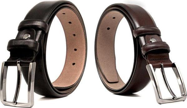 Livize 2'Li Klasik Erkek Kemeri Kavisli %100 Sığır Derisi 3,5 Cm - Image 1