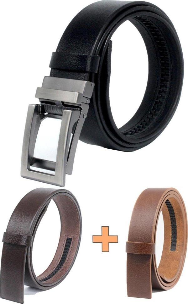 Livize Manda Derisi Otomatik Tokalı Deliksiz Erkek Kemeri - Otomatik Kemer - Image 1