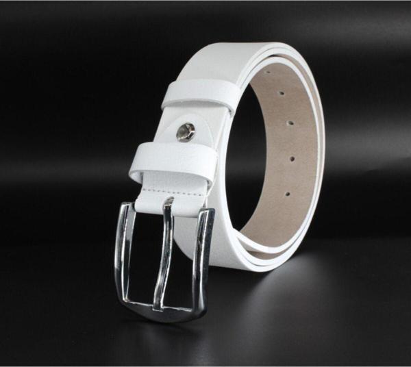 Livize %100 Manda Derisi Klasik Erkek Kemeri 4 Cm Beyaz - Image 1