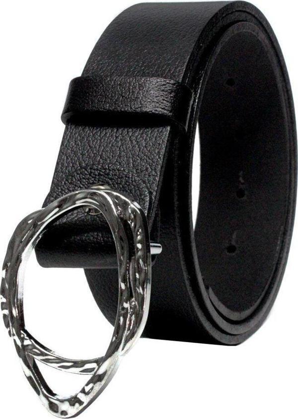 Livize Hakki Deri Gümüş Halka Tokalı Kadın Kemeri 4Cm - Image 1