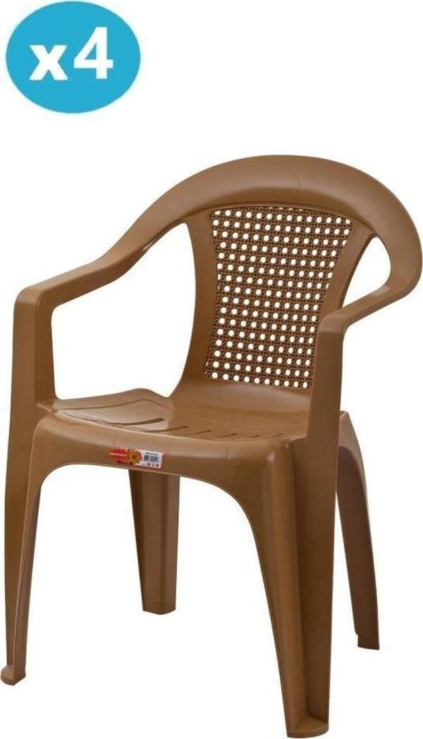 Omnipazar SY-2512 Plastik Smart Lara Bahçe Koltuk Sandalye 4'lü Set - Image 1