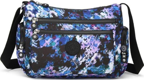 Krinkıl Kumaş Kadın Postacı Çantası Smart Bags 1115 Mavi Printing - Image 1