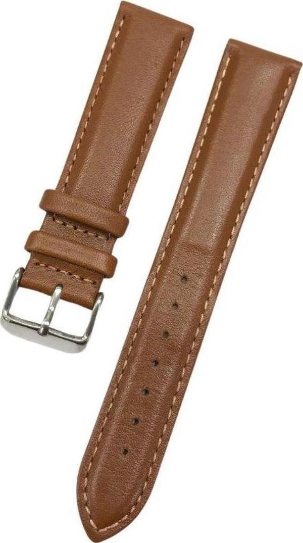 Dikişli Deri Saat Kordonu Taba 20mm - Image 1