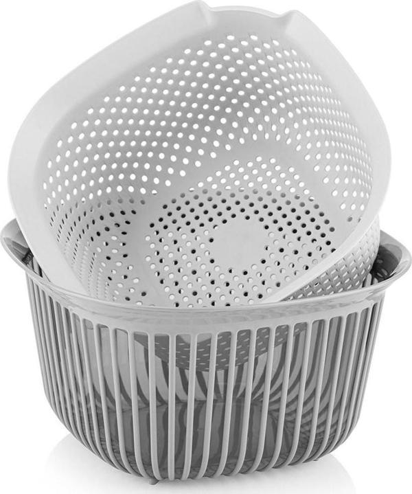Qlüx İdeas Liny Süzgeçli Kase Gri 25cm 4000ml - Image 1