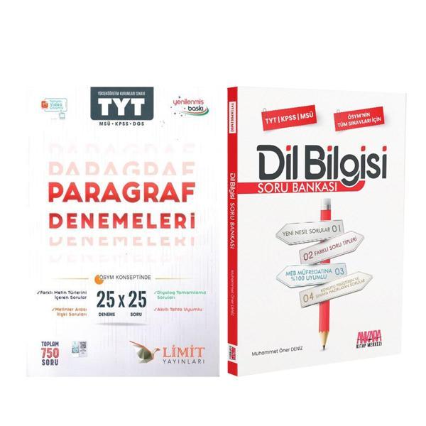 Limit Yayınları TYT MSÜ KPSS DGS Paragraf Deneme ve AKM Dil Bilgisi Soru Bankası Seti 2 Kitap - Limit Yayınları - Image 1